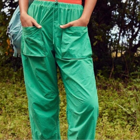 NWOT Free People Movement Fly By Night Green Baggy Pants size Large - Picture 3 of 8